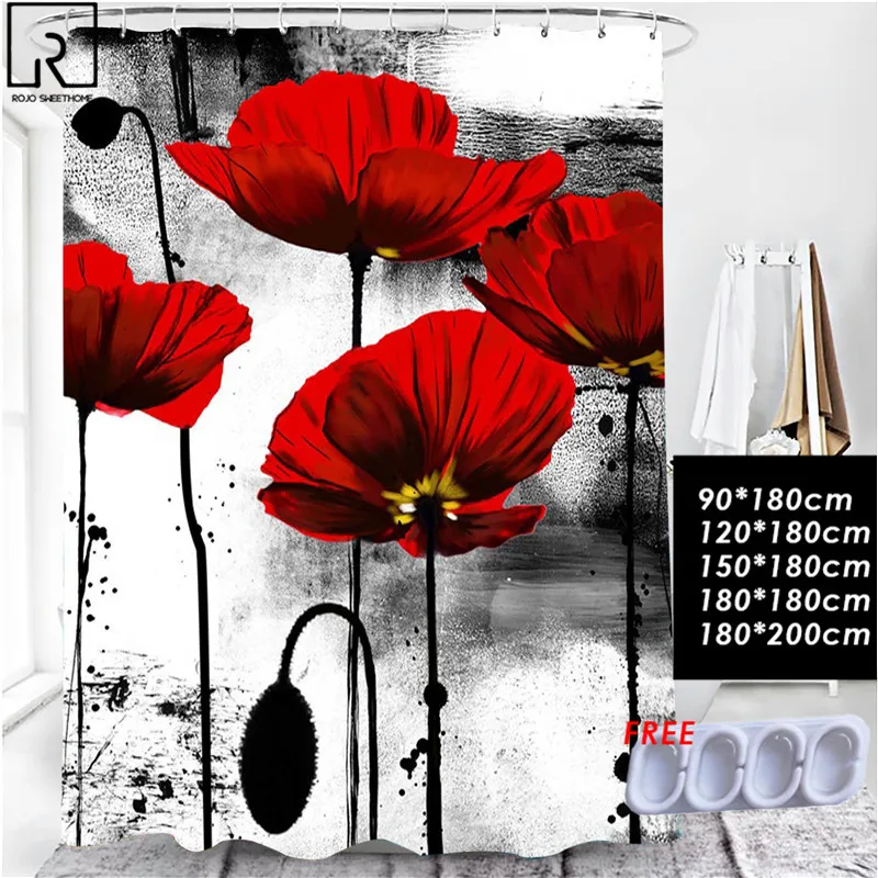 

Nordic Flower Print Shower Curtain Garland Bath Screen Polyester Bathroom Curtain Bathtub Supplies Toilet Decor Home Decoration