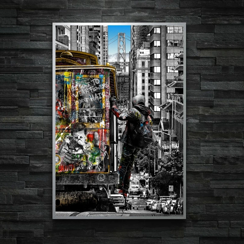 

Banksy Artwork San Francisco is Beautiful Canvas Posters and Print Modern Pop Street Art Pictures for Home Living Room Decor