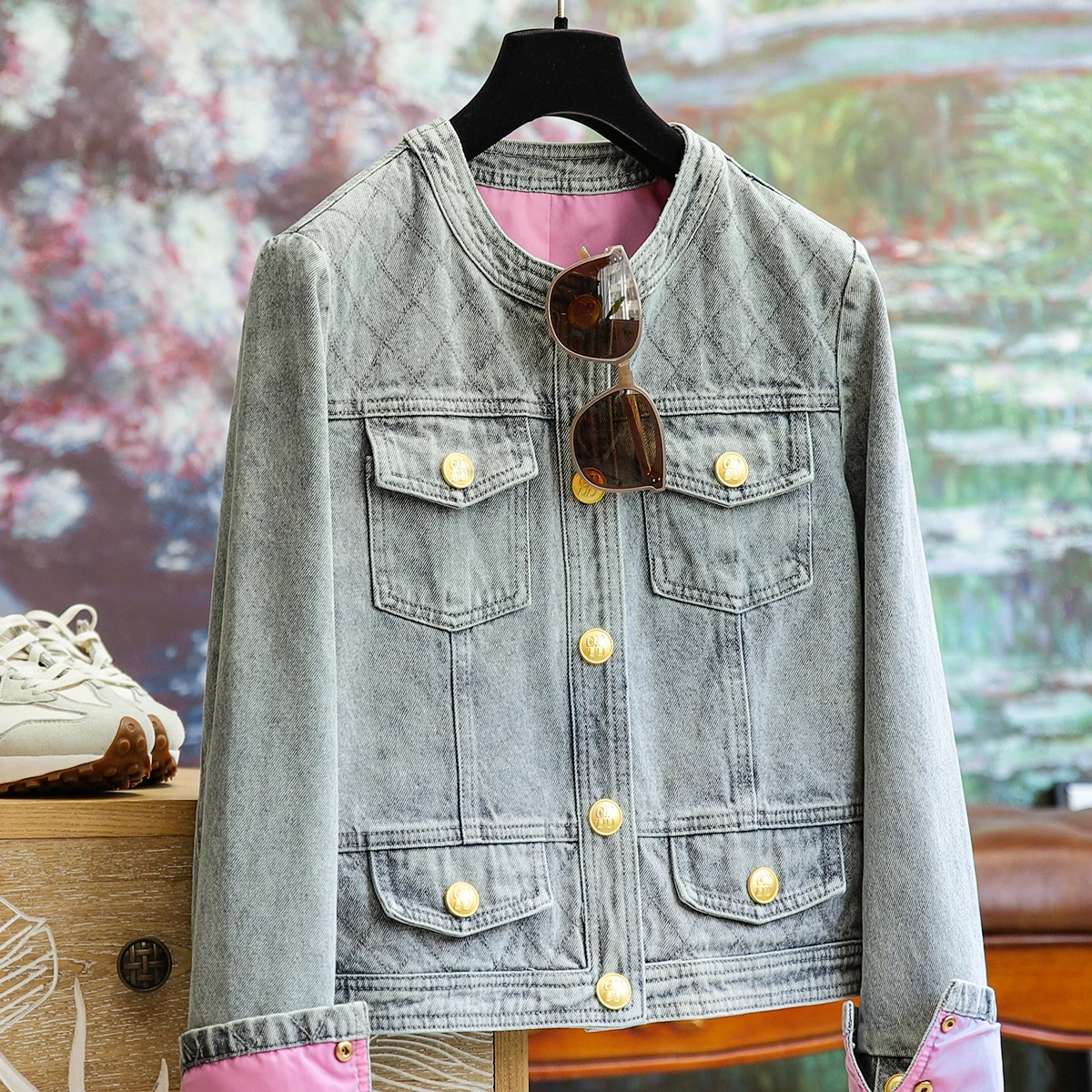 

Модная новая короткая джинсовая куртка, женский осенне-зимний Стильный ретро комбинированный Топ, новинка 2023, Осеннее уличное темпераментное пальто