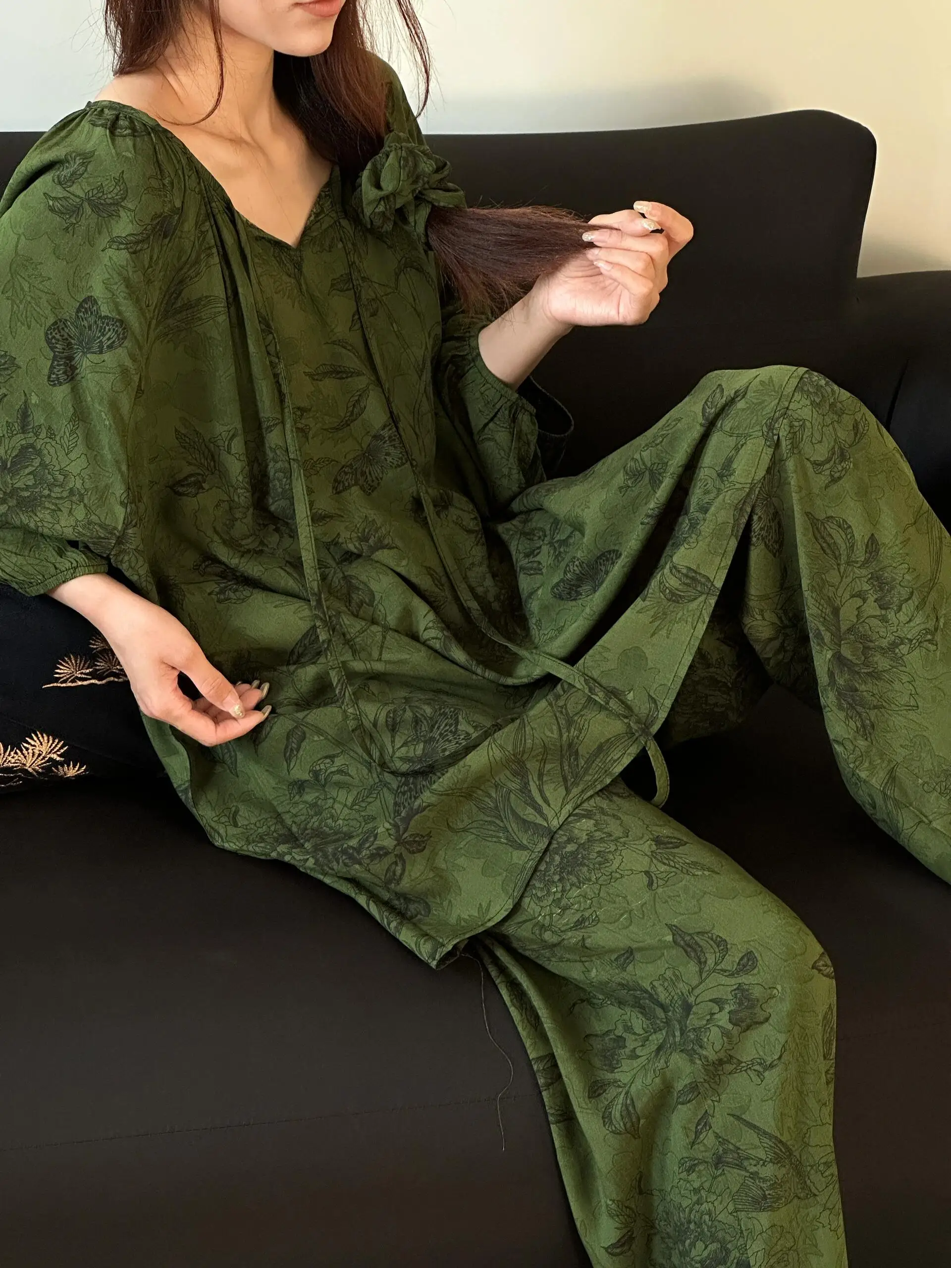 Пижамы-буретки корейской серии больших размеров весенне-осенний женский