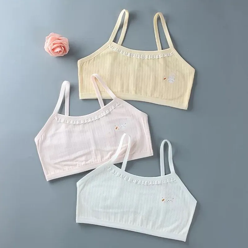 

3pcs Teen Bra Girl Vest Cotton Training Bra Underwear for Teenage Girl's Sport Bra Kids Underwear Puberty Clothing 9-14 Years