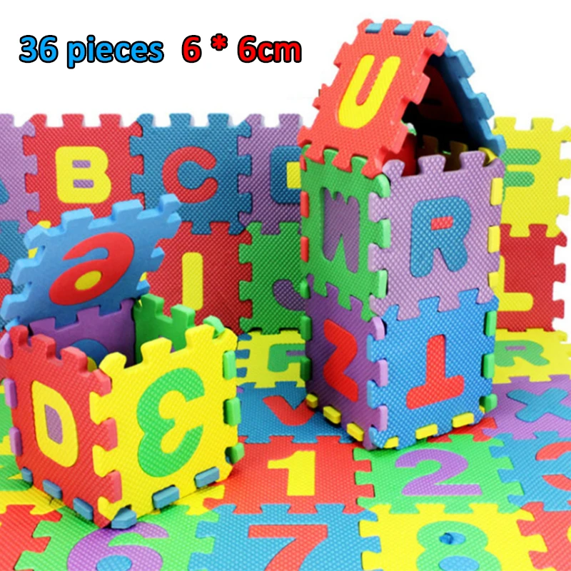 

36pcs Children Mini EVA Foam Alphabet Letters Numbers Floor Soft Baby Mat 3d Puzzle Kids Educational Early Education Toys 6x6cm