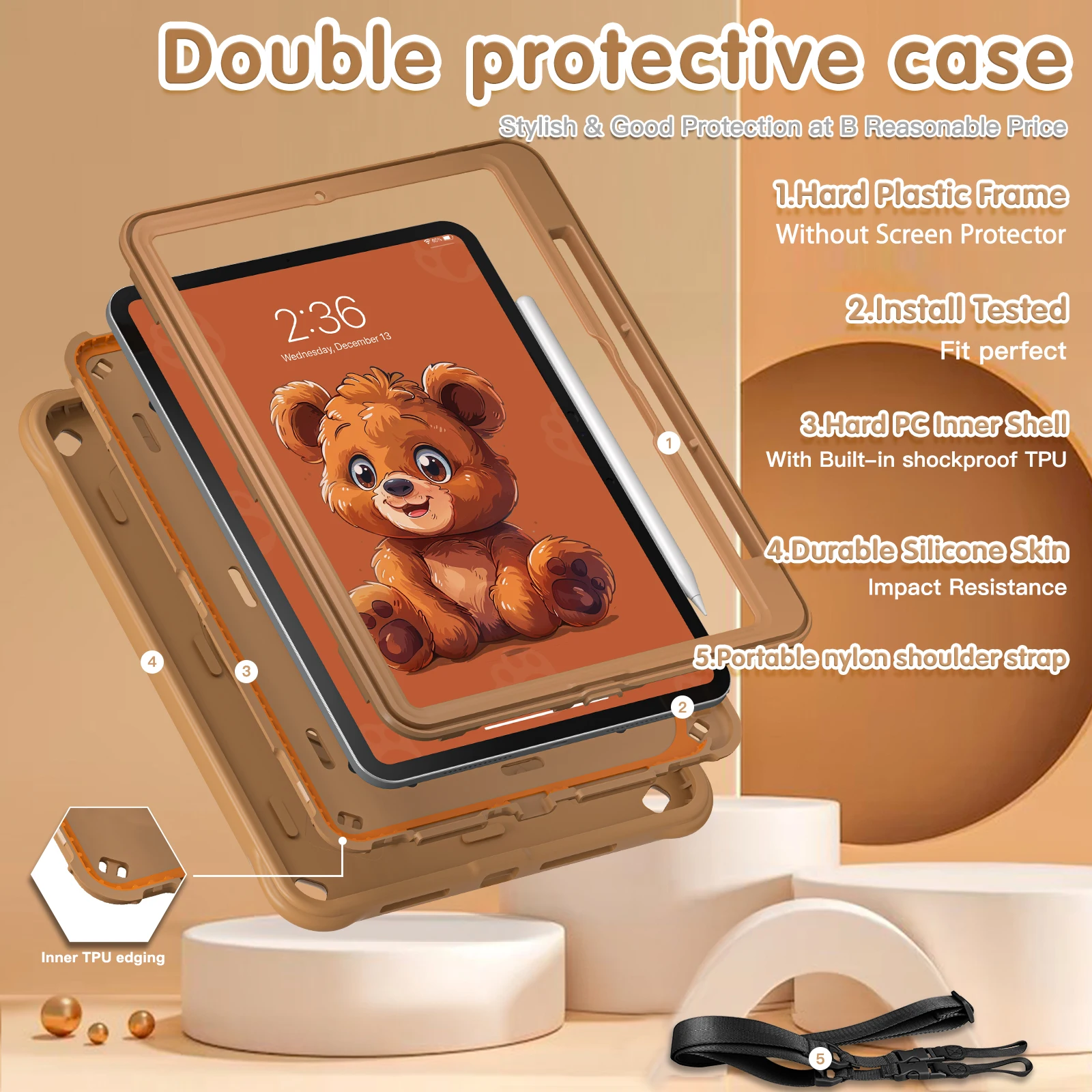 Сверхмощный детский чехол с мультяшным рисунком для iPad Pro 11 2024 M4 A2836 A2837 A3006