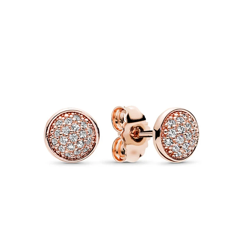 

Comfortable to Wear Dazzling Sparkling Shine Shiny Round Rose Gold Earrings Stud Earrings for Women 925 Sterling Silver Original