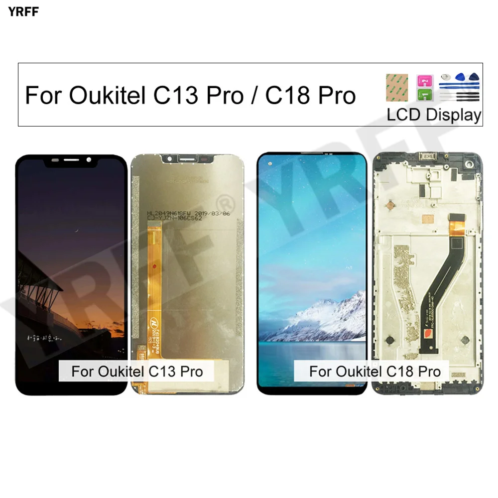 

For Oukitel C13 Pro Original With Frame Lcd Screens For Oukitel C18 Pro LCD Display+Touch Screen Digitizer Phone Glass Panel