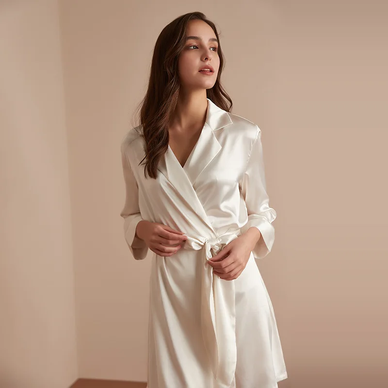 New Women Robe Spring Summer Lacing Pajama Simulation Silk Bathrobe Casual Comfortable Home Wear French Satin Pajamas Sleepwear