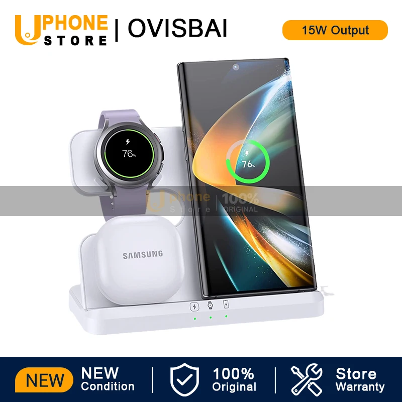 

OVISBAI 3 in 1 Wireless Charger for Samsung S23 Wireless Docking Station for S22 Galaxy Watch Wireless Charging Station for Gala