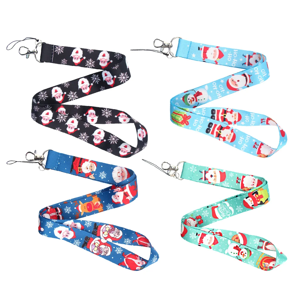 

4 Pcs Christmas ID Lanyard Hanging Rope Phone Cellphone Ropes Strap Polyester Key Chain Lanyards