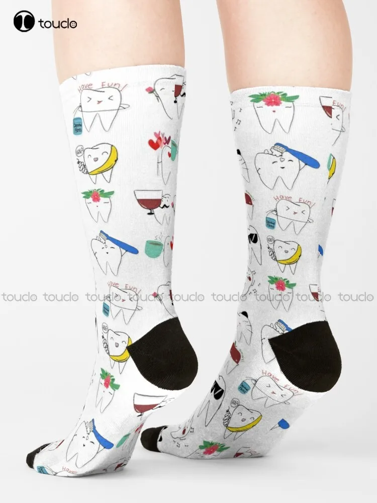 

Mix-Molar Teeth Tooth Baby Teeth Socks White Socks Mens Street Skateboard Socks Unisex Adult Teen Youth Socks Hd High Quality