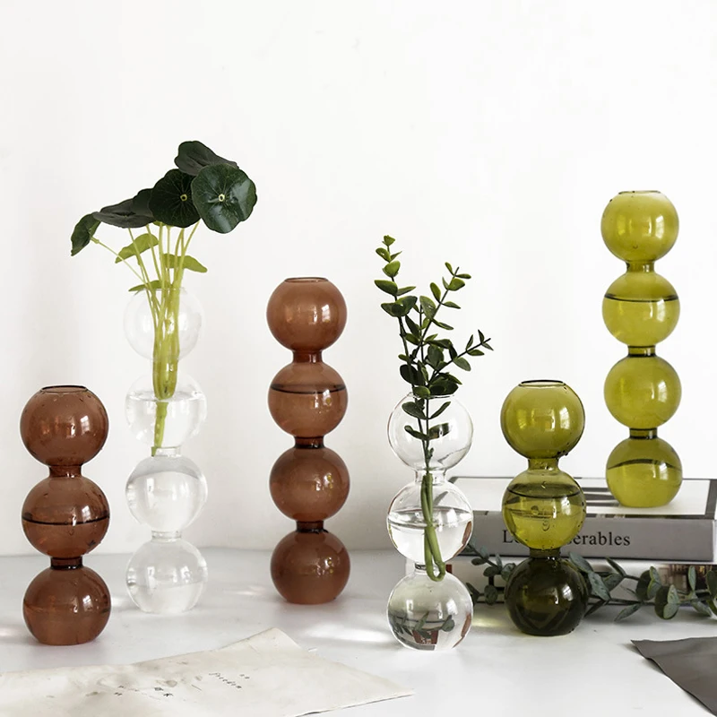 

Nordic Creative Glass Home Bubble Vase Flower Arrangement Spherical Art Flower Ornament Vases For Office Living Room Decoration