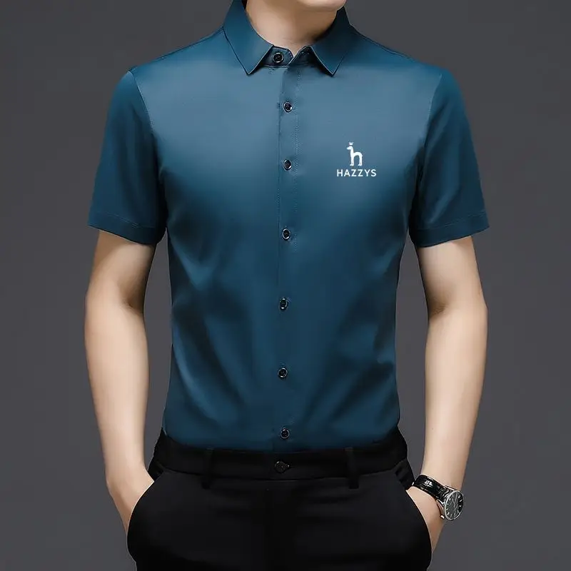 

Hazzys 2023 Luxury Golf Short Sleeve T-shirt Men's Ice Silk Lapel Men's Polo Shirt Summer Golf high quality T-shirt