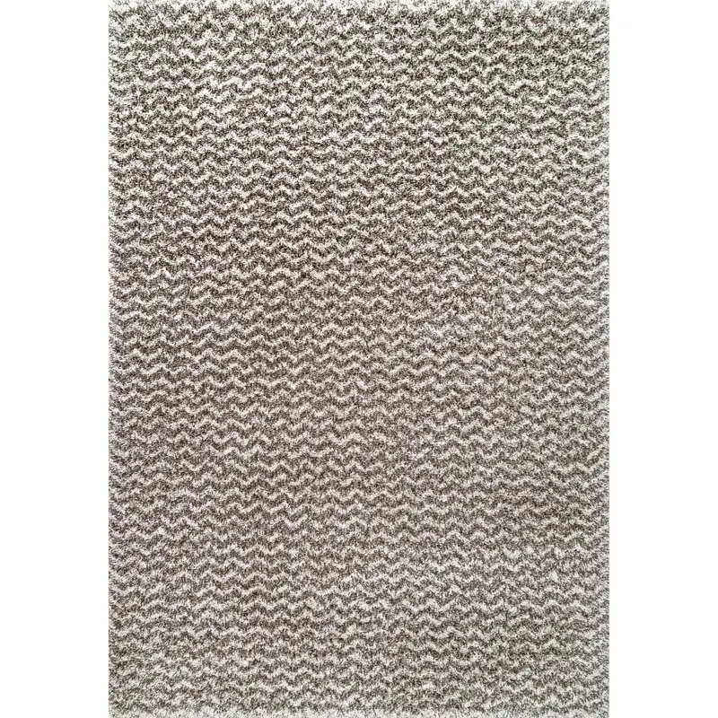 

Cuellar Chevron Shag Area Rug, 4' x 6', Dark Gray