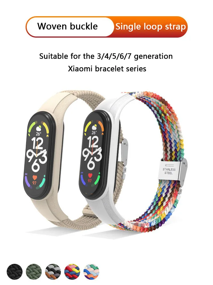 

Нейлоновый ремешок для Xiaomi Mi band 7 6 5 4p Браслет Mi7 Mi6 Watchband Плетеный ремень для Xiomi Miband 7 6 5 4 Band7 Wristband Straps