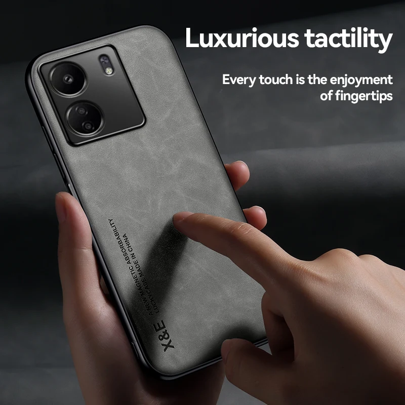 Магнитный чехол для Redmi 13C 4G Матовый кожаный Xiaomi 12C ударопрочный камеры Fundas 10C Lana Del