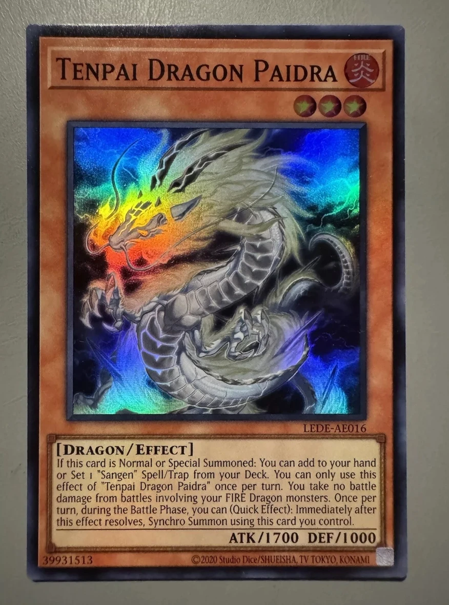 Yugioh KONAMI Дуэль Монстры LEDE-AE016 Tenpai Дракон Paidra супер редкая азиатская коллекция на