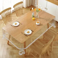 Lace Soft Glass Tablecloth Transparency PVC Table Cloth Waterproof Oilproof Kitchen Dining Table Cover For Rectangular Table