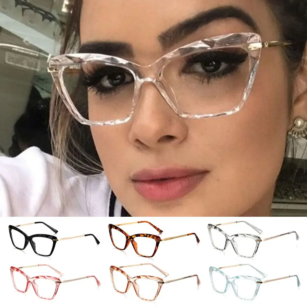 

Fashion Cat Eye Glasses Frame Faceted Crystal Eyeglasse Can Be Equipped with Myopia Glasses Vintage Women's Eyeglass Frame