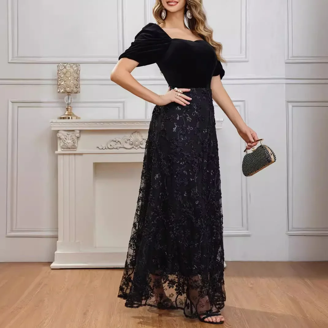 Элегантное винтажное ТРАПЕЦИЕВИДНОЕ расклешенное ожерелье приталенное платье с