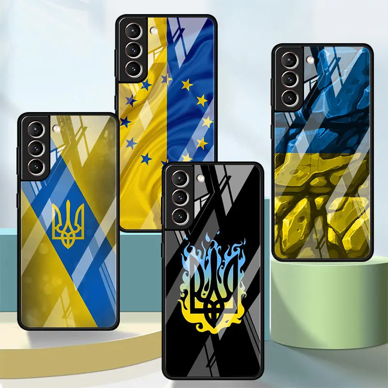 

Glass Phone Case For Samsung Galaxy S22 S20 S21 Ultra FE S10 S9 S8 Plus S10e Note 20 10 Lite 9 8 Cover Ukraine Of Flag