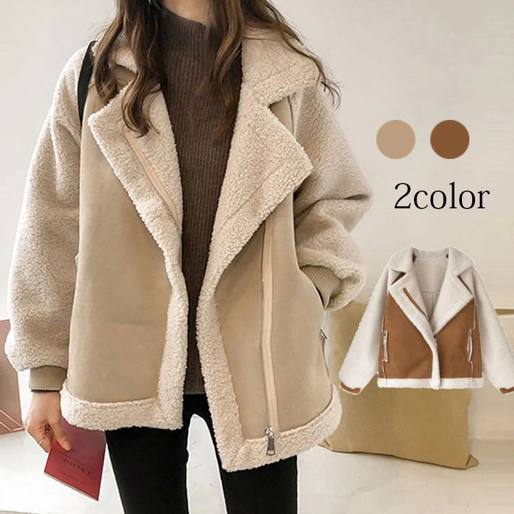 

Loose Fur One-piece Suede Coat Women's Short Cashmere Motorcycle Jacket Winter Warm Fashion Top 2022 Winter New