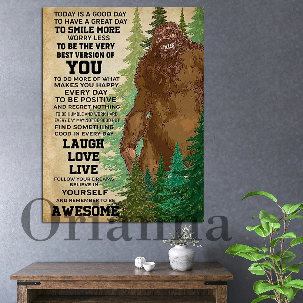 

Bigfoot Today Is A Good Day Poster, Bigfoot Vintage Poster, Bigfoot Lover Poster, Camping Bigfoot Art Home Decor Print Gift