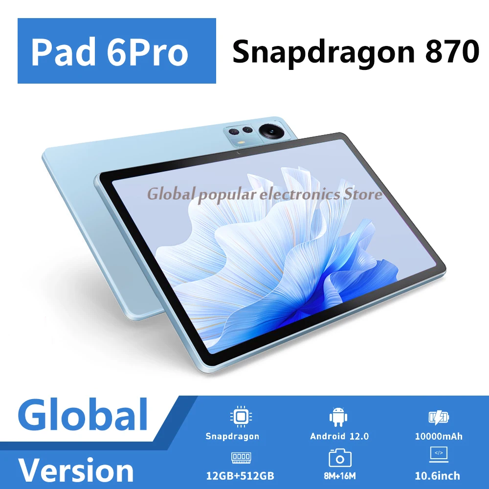 

Tablet Snapdragon 870 CPU Original xioami Pad 6 Pro 11 Inch 12GB+512GB 60Hz Screen 2560*1600 Android 12 Dual SIM Tablets PC