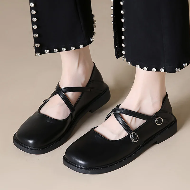 Women Flats Double Buckle Oxford Shoes 