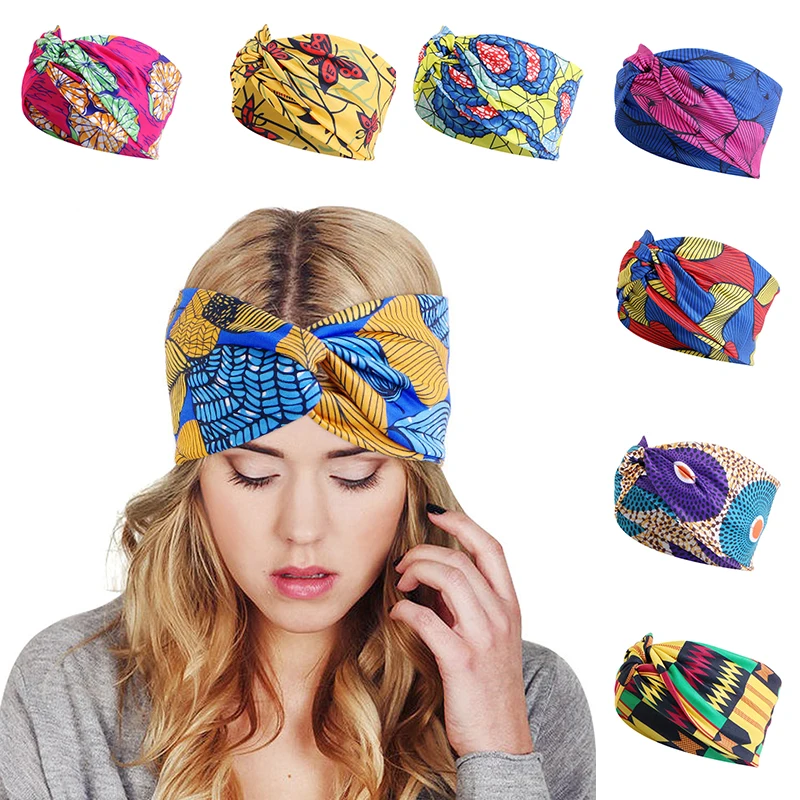 

African Printed Twist Headband Fashion Yoga Fitness Sports Outdoor Headwrap Women Grils Elastic Hair Band Hair Accessories Gifts