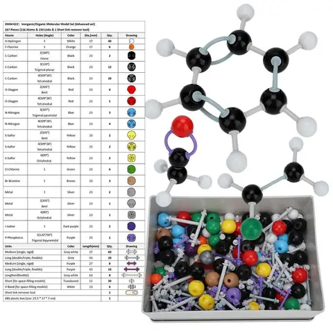 Набор из 267 молекулярных органических неорганических конструкций, набор моделей Atom Link для учеников, модель Atom, обучающие и развивающие игрушки