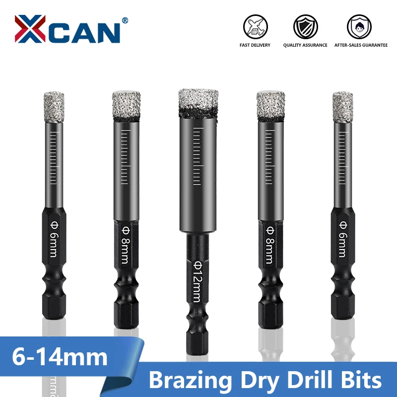 

XCAN Vacuum Brazed Diamond Dry Drill Bits 6-14mm Hex Handle Hole Saw Cutter For Granite Marble Ceramic Tile Glass Drilling