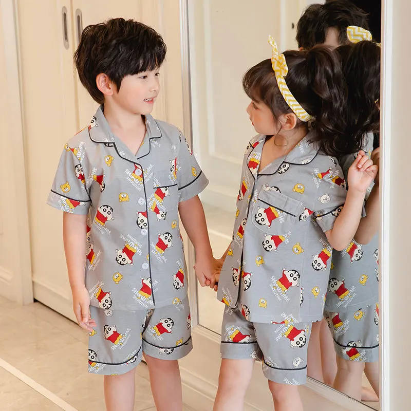 

Wholesale Kids Pajamas Cotton Nightwear 2Pc Girl Two Piece Set Child Pyjama Soft Lounge Wear Pajama Kid Boy Lapel Neck Sleepwear