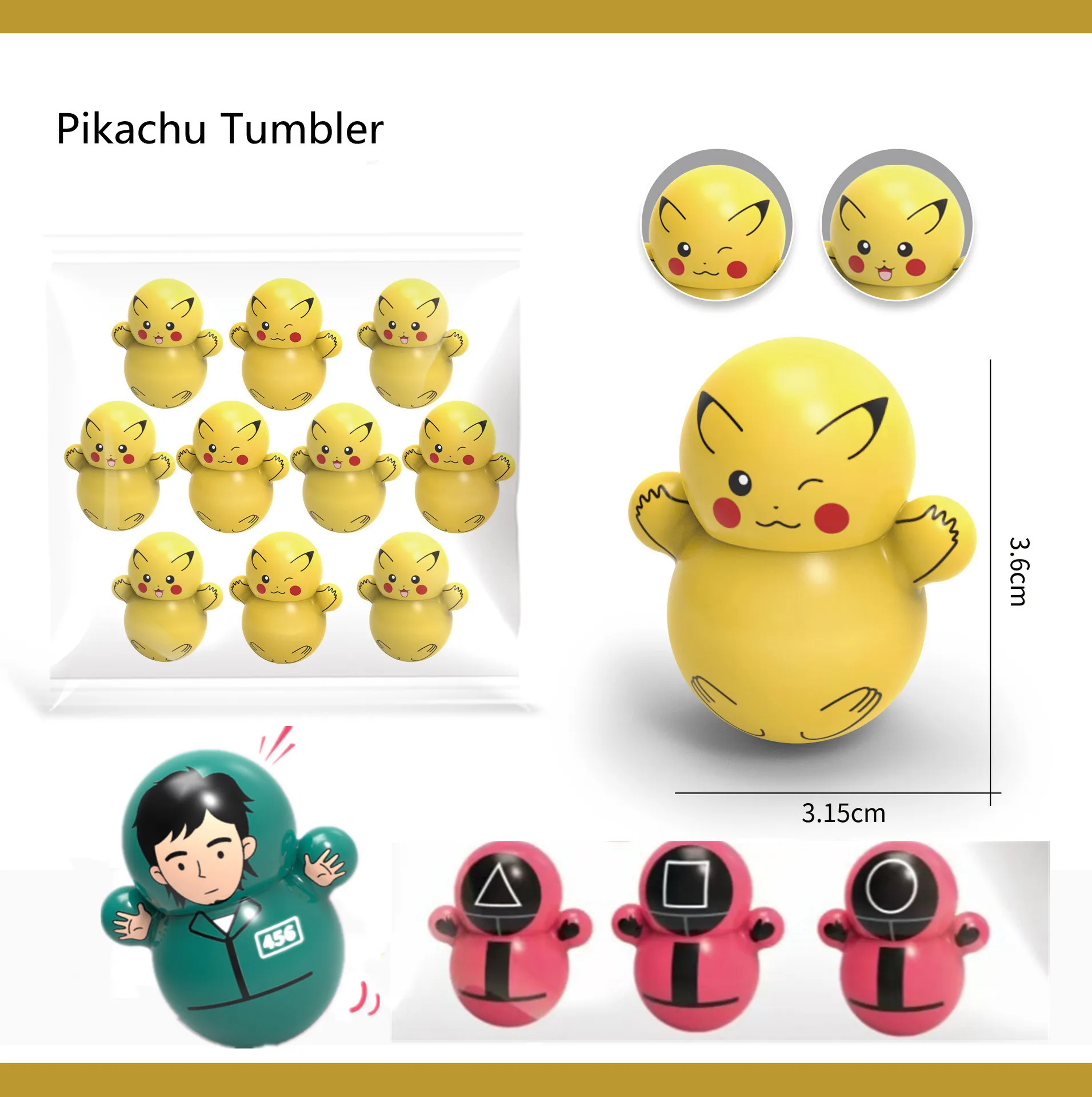 

100pc pokemon go Mini Cartoon Tumbler Funny Desktop Toy pikachu Swing Relieve Stress Relax Children Toy Christmas Birthday Gift