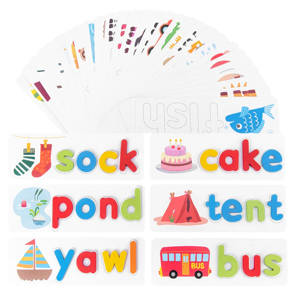 

Tool Wooden Matching Letter Toy Kids Learning Plaything Educational English Words Cards Children