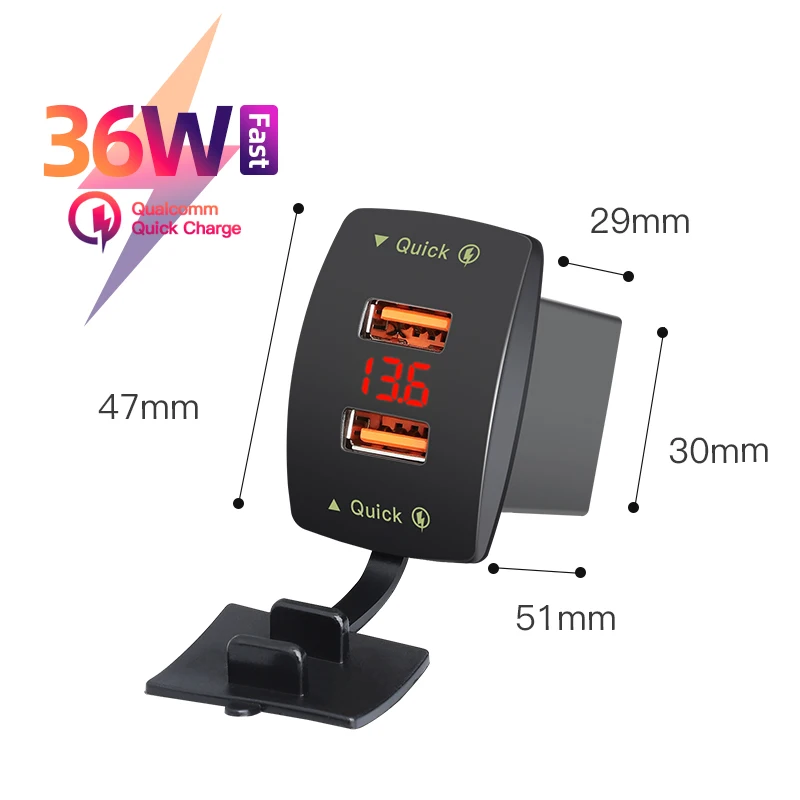 36 Вт QC3.0 6A Usb зарядное устройство адаптер питания 12 В 24 в модифицированный 4,2 а вольтметр для автомобиля морской лодки грузовика вездехода