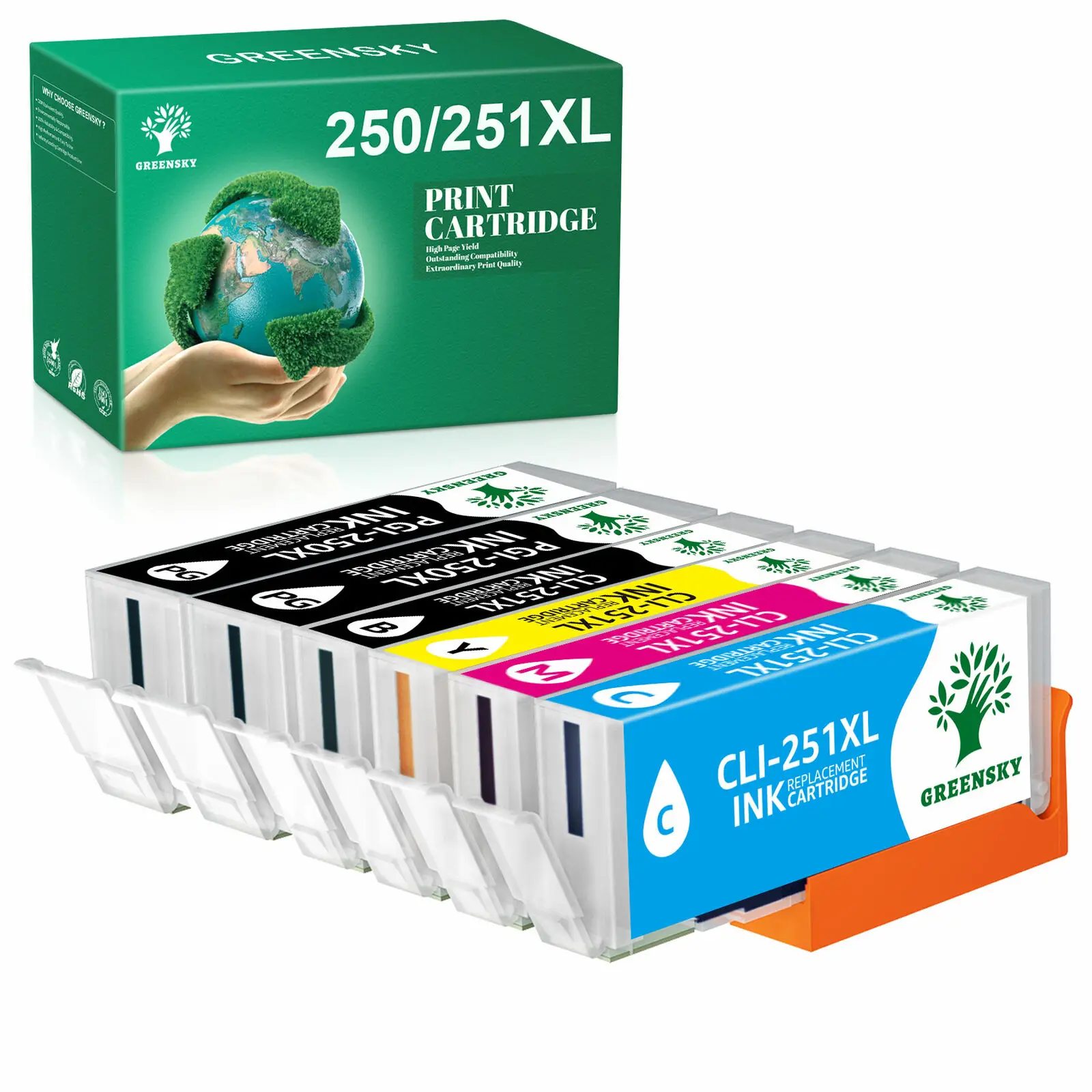 

6pk Ink Cartridge Set Compatible For Canon 250 251 MG6320 MG6600 MG6622 MX722