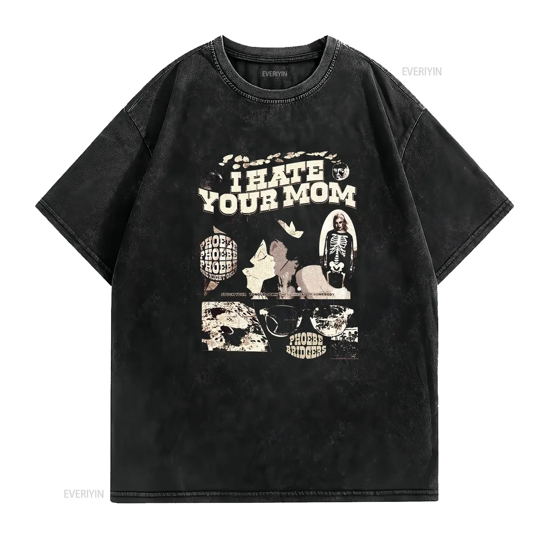 Фото Футболка Phoebe Bridgers на концертном туре I Hate Your Mom LLL249, винтажная, с эффектом потертости, универсальная дизайнерская одежда, повседневная, стильная, эластичная. №2