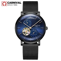 carnival 2022 top brand fashion luxury mens mechanical watches automatic watch men mesh business waterproof watch men 8024