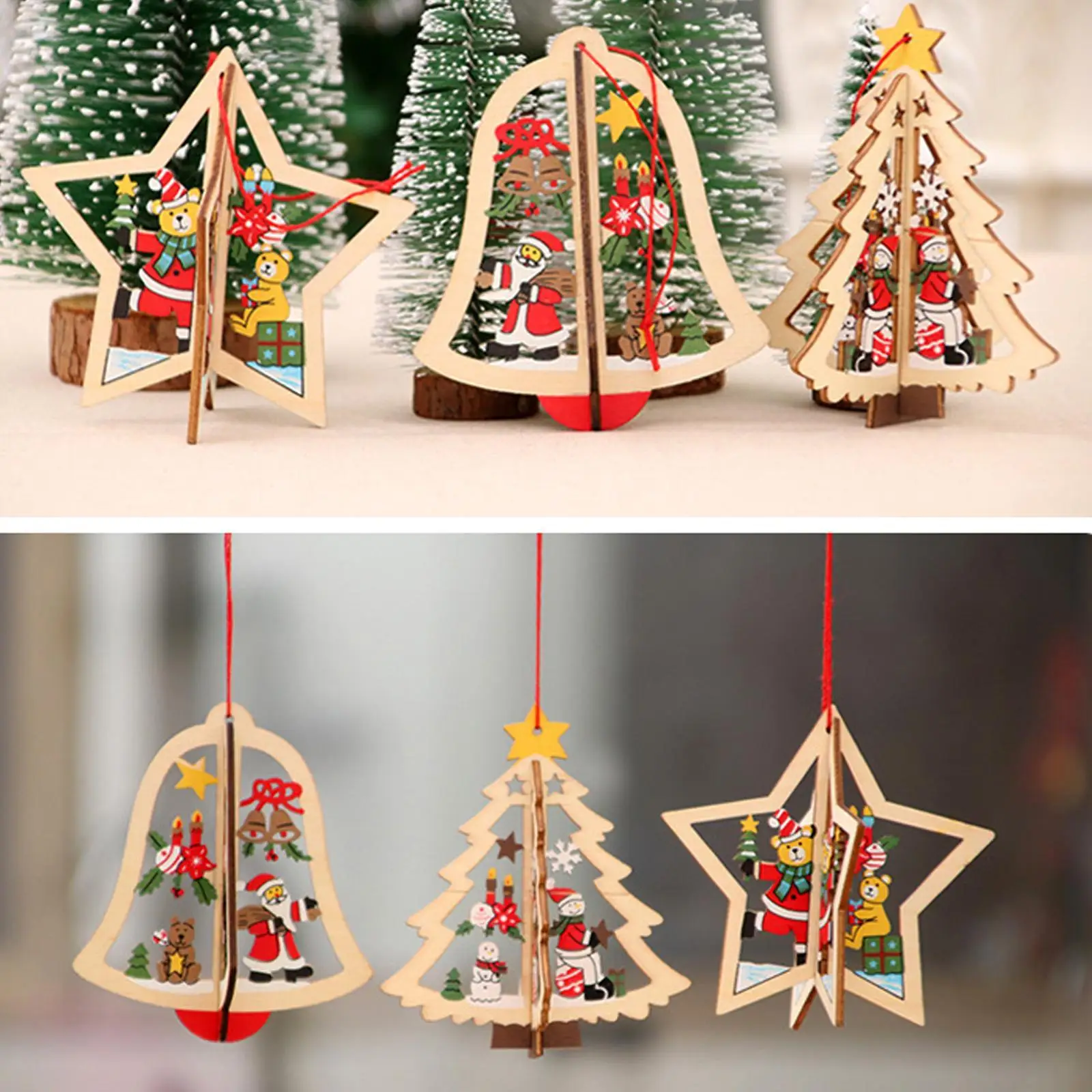 

1 шт., деревянные подвесные 3d-подвески в виде звезды