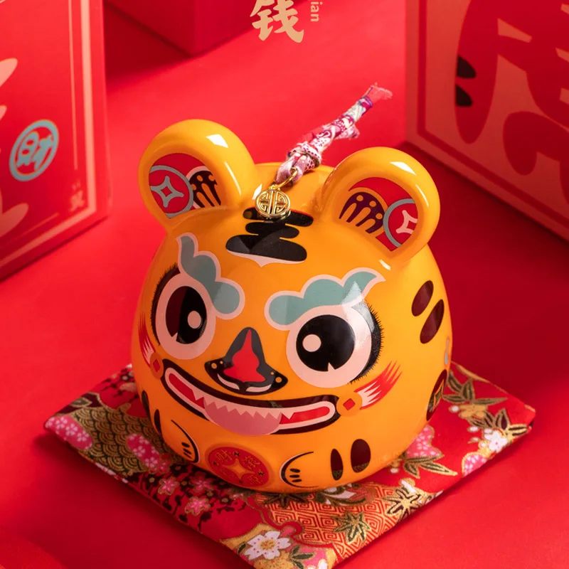 2022 NEW Piggy Bank Chinese New Year Tiger Coin Small Change Storage Container Saving Money Boxes Children Gifts Home Decor | Дом и сад