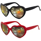 Женские модные очки с эффектом d в форме сердца часы с подсветкой меняются на форму сердца ночью очки с дифракцией женские солнцезащитные очки