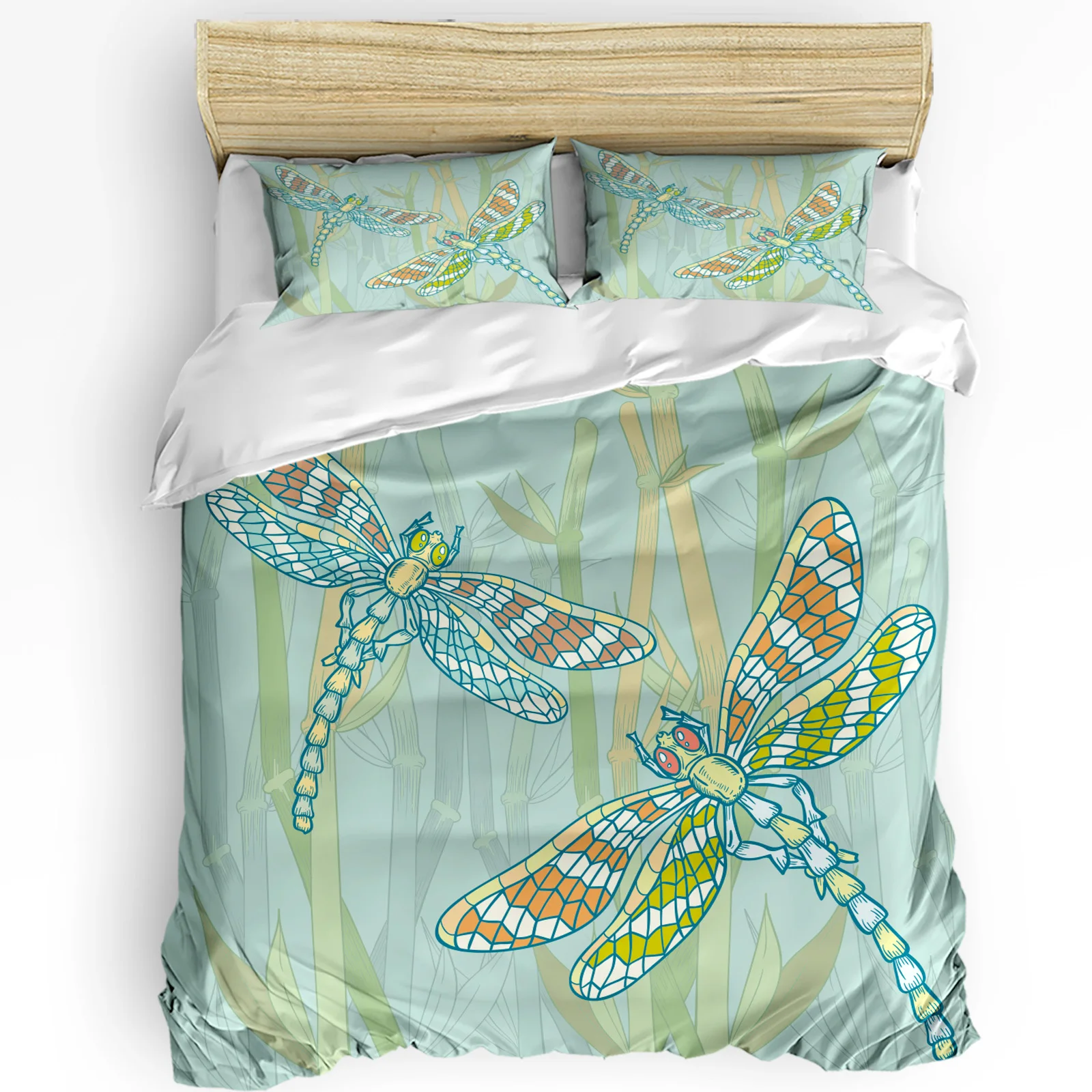 

3pcs Bedding Set Dragonfly Insect Plant Home Textile Duvet Cover Pillow Case Boy Kid Teen Girl Bedding Covers Set