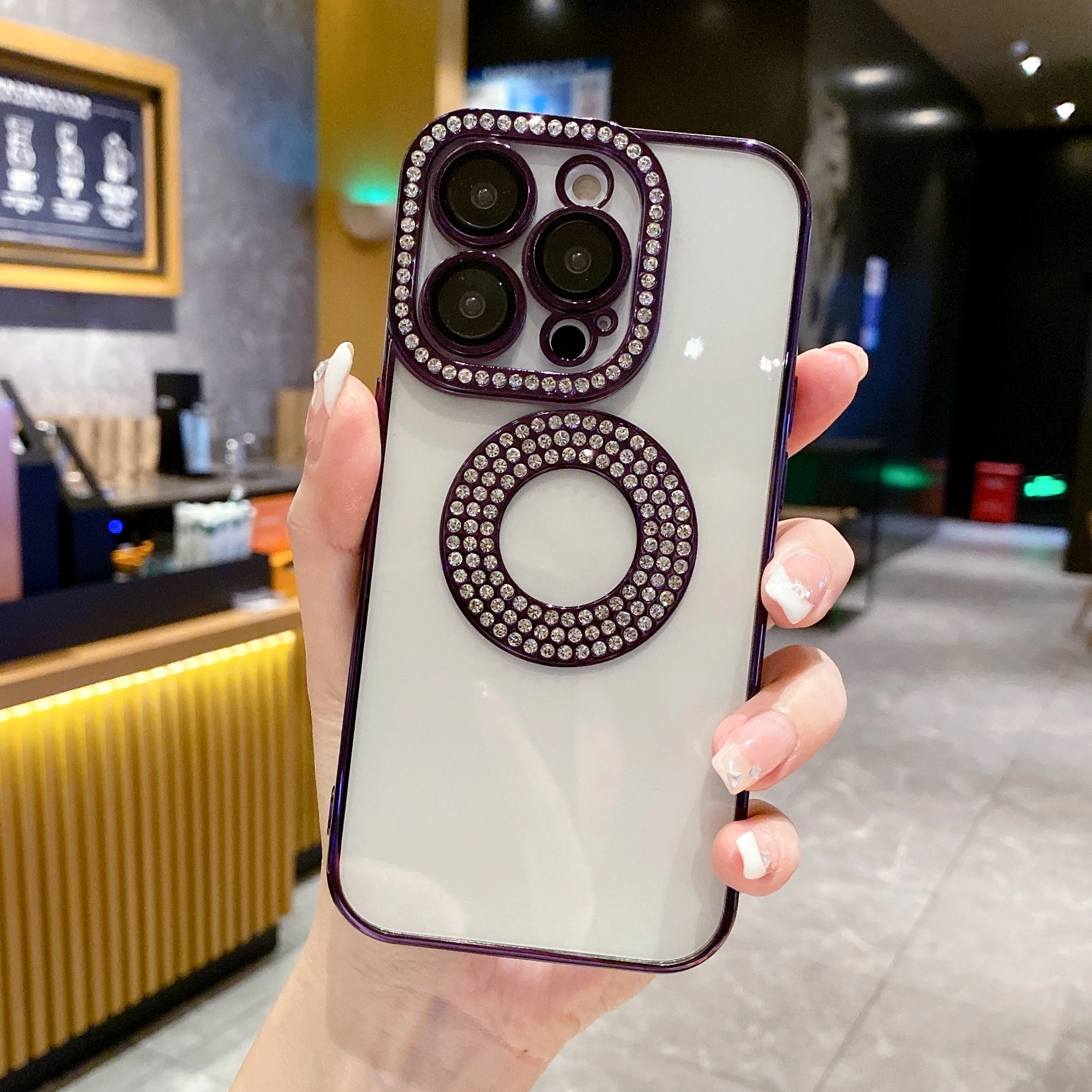 Роскошный блестящий бриллиантовый Прозрачный чехол для телефона iPhone 15 14 13 12 11 Pro