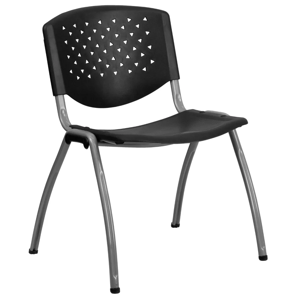 

LISM Series 880 lb. Capacity Black Plastic Stack Chair with Titanium Gray Powder Coated Frame