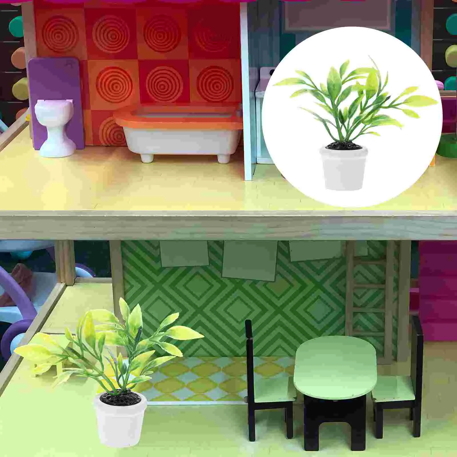 

Mini House Supplies Flower Pot Miniature Potted Plants Artificial Indoor Decorate Plastic