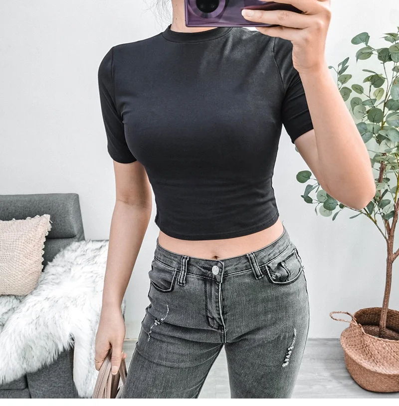 

Women's new solid color short-sleeved top is fashionable and comfortable