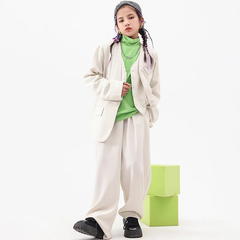 

Комплект одежды для мальчиков и девочек, повседневный Блейзер свободного покроя, штаны и куртка, Одежда для танцев в стиле хип-хоп, штаны и футболки