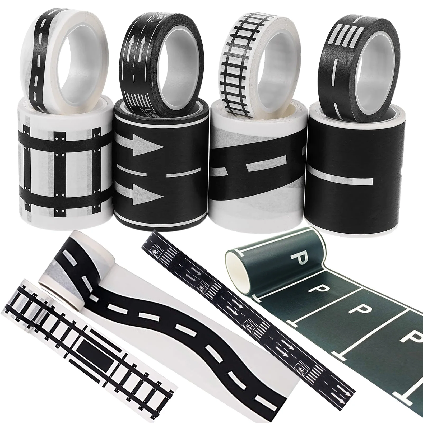 Race Car Children Birthday Gifts Highway Washi Tape Road Car Track Train Sticker Toys Planners Scrapbook Wrapping Black Tape Car