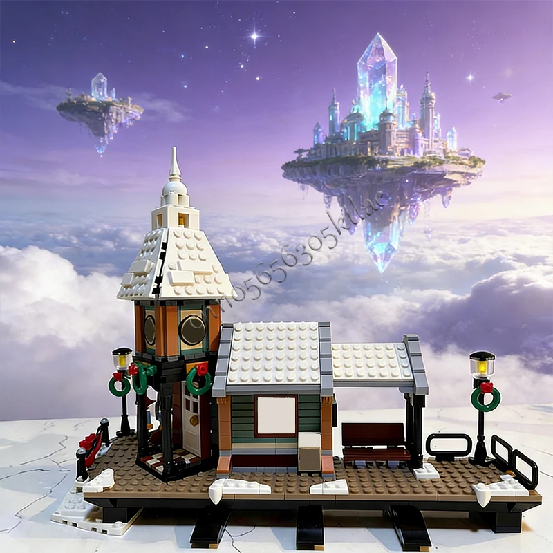 Фото 637 деталей, моды для конструктора House Street 10259 Winter Village Train Station, модульный конструктор MOC, сборка своими руками, игрушка для мальчиков, подарок на праздник №2