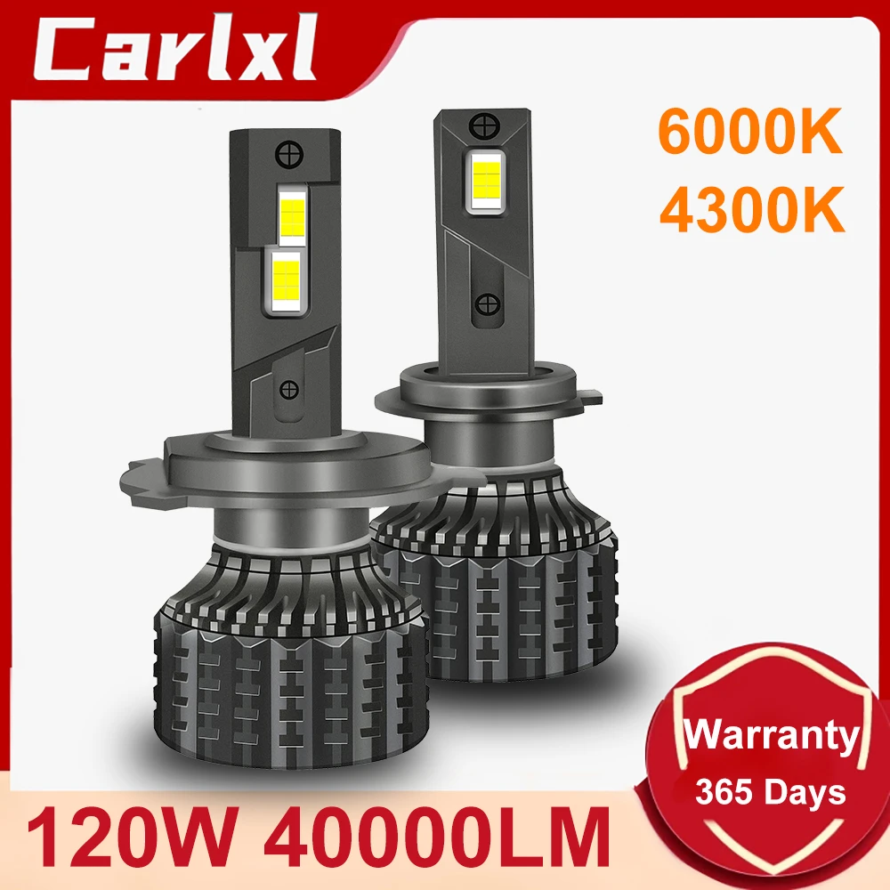 Светодиодсветодиодный лампа Carlxl 120W H7 Canbus 9005 лм для фар H1 H4 H8 H11 H16 9006 HB3 6000 HB4, турболампа для автомобиля 4300K