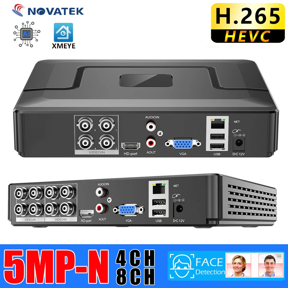 

H.265+ 8CH/4CH 5M-N HVR Security Hard Drive CCTV Hybrid Video Recorder DVR P2P Support AHD/TVI/CVI/CVBS/IP cameras Xmeye Pro NVR